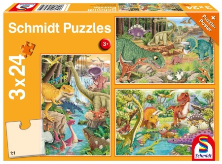 Puzzle 3 x 24 Dinozaury 112308 - Schmidt Puzzle