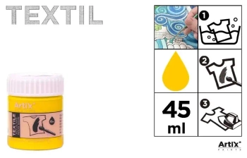 Farba do tkanin cytrynowo-żółta 45ml (6szt) - Artix