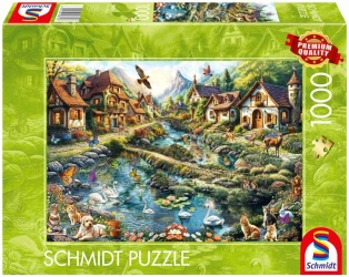 Puzzle PQ 1000 Wioska na skraju lasu - Schmidt