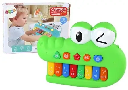 Pianinko edukacyjne krokodyl zielony ze światłem - Leantoys