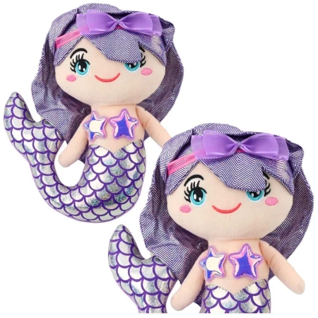 Syrenka pluszowa z ogonem w cekiny fioletowa 28cm - Leantoys