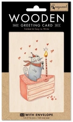 Karnet drewniany C6 + koperta Tort i kot - Cozywood