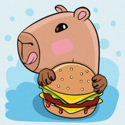 Malowanie po numerach - Kapibara i burger Kids - Ideyka