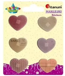 Naklejki foliowe serca mix rozmiar. czerwone 12szt - Titanum
