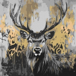 Malowanie po numerach - Złoty jeleń metal 40x40cm - Ideyka