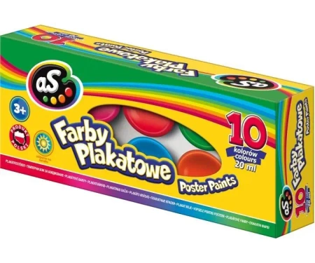 Farby plakatowe 10 kolorów 20ml AS - ASTRA papiernicze