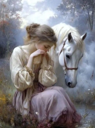 Diamentowa Mozaika Kobieta z koniem we mgle NO-2003014 - Norimpex