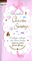 Karnet B6 na chrzest, różowy