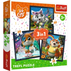 Puzzle 3w1(20,36,50) Poznaj urocze kociaki 44 Cats 34865 - Trefl PAP