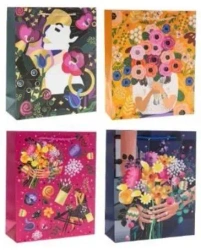 Torebka prezentowa 18x23x8cm Kwiaty MIX - Rozette