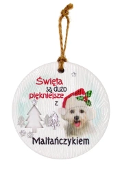 Zawieszka ceramiczna Boże Narodzenie Maltańczyk - Kukartka