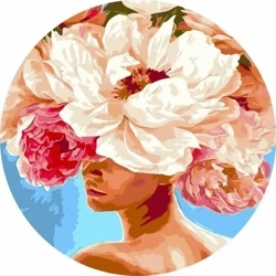 Malowanie po numerach okrągłe - Piwonie we włosach - Twoje Hobby