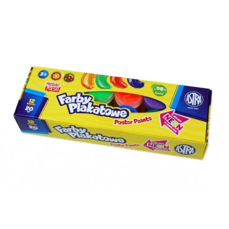 Farby plakatowe Astra 12 kolorów - ASTRA art-pap