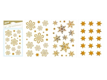 Naklejka BN śnieżynki złote 80x120mm mix - MFP