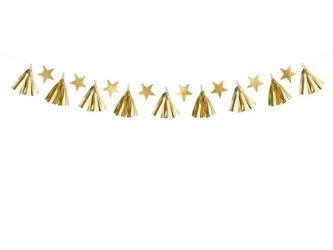 Girlanda papierowa Gwiazdy złoty 1,3m - PartyDeco