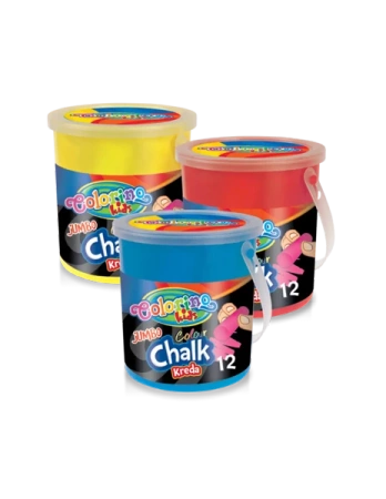 Kreda kolorowa Jumbo Colorino Kids wiaderko 12 sztuk mix - PATIO