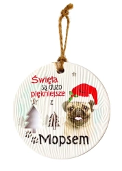 Zawieszka ceramiczna Boże Narodzenie Mops - Kukartka