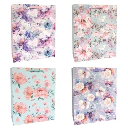 Torba prezentowa 26x32 pastelowe róże mix