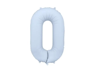 Balon foliowy cyfra 0 86cm mglisty niebieski - PartyDeco