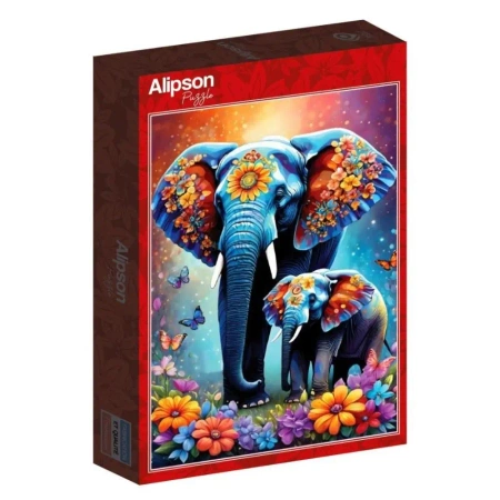 Puzzle 1000 Matczyna miłość - Słonie - Alipson