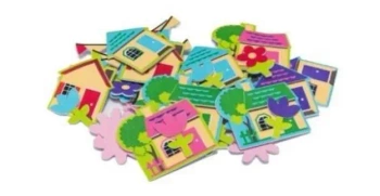 Naklejki z pianki kwiatki i domki 40szt - Brewis