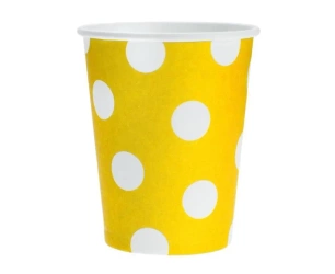 Kubeczki papierowe żółte groszki białe 270ml 6szt - Godan