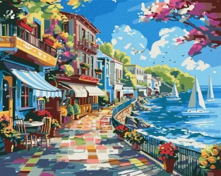 Malowanie po numerach - Miasto nad oceanem 40x50cm - Ideyka