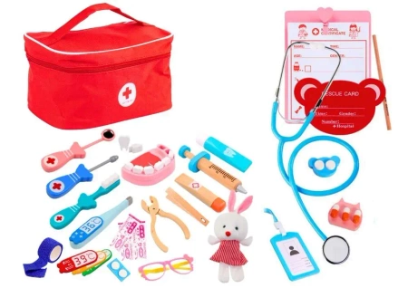 Zestaw lekarski ze stetoskopem 38el w apteczce - Leantoys