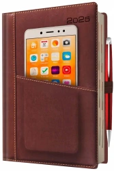 Kalendarz 2025 A5 dzienny planer kieszonka brązowy - Evena