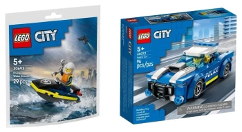 2W1 LEGO CITY 60312 RADIOWÓZ+LEGO CITY 30693 POLICYJNY SKUTER WODNY+TORBA