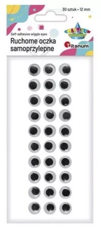 Oczy samoprzylepne bez rzęs 12mm okrągłe 30szt - Titanum