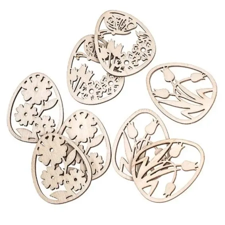 Drewniane ażurowe jajka 5cm 9szt mix wzorów - Dalprint dpCraft