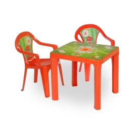 Stolik i dwa krzesła czerwony - 3toysm