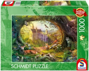 Puzzle PQ 1000 Bajkowy zamek i magiczny las - Schmidt