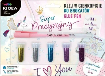 Klej precyzyjny w cienkopisie 5 brokatów Kidea - DERFORM