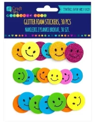 Naklejki z pianki uśmiechy brokat 30szt - Dalprint dpCraft