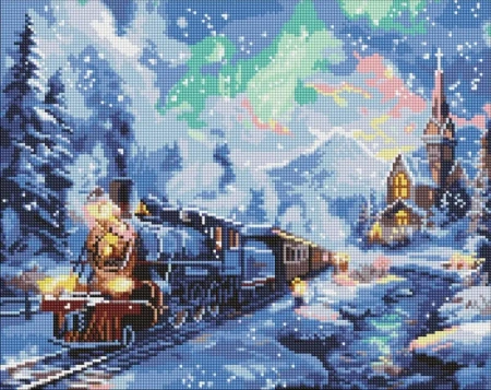 Diamentowa mozaika - Świąteczny pociąg 40x50cm - Ideyka