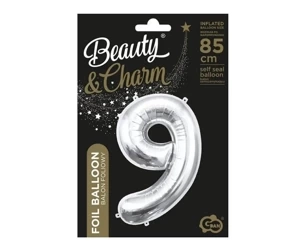 Balon foliowy B&C cyfra 9 srebrna 85cm - Godan
