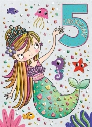 Karnet B6 Urodziny 5 - Syrenka - Henry