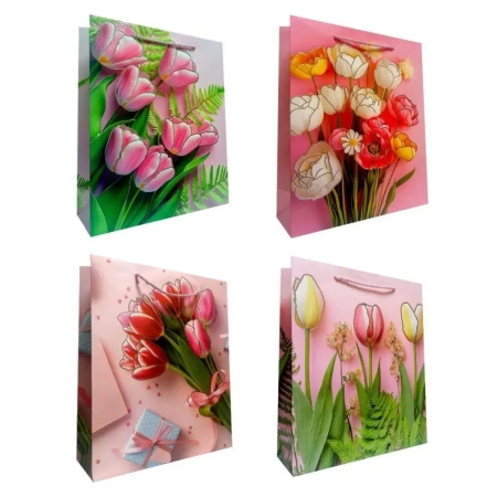 Torebka prezentowa uniwersal M Tulipany metal mix - Ju-Piter