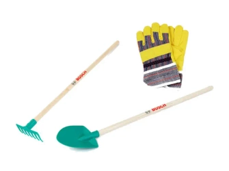 Zestaw ogrodowy Bosch rękawice łopata grabie - Klein