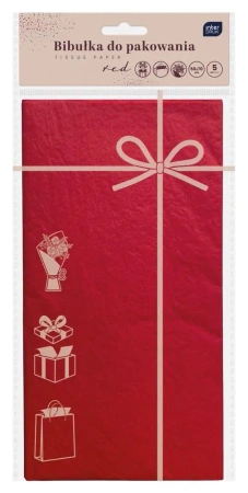 Bibułka do pakowania 50x70cm 5 arkuszy czerwona - INTERDRUK