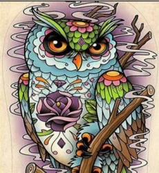 Diamentowa mozaika sowa z rysunkami kwiatów abstrakcja NO-1007752 - Norimpex