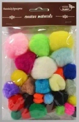 Pompony kolorowe 15mm-40mm 30szt - Galeria Hobby