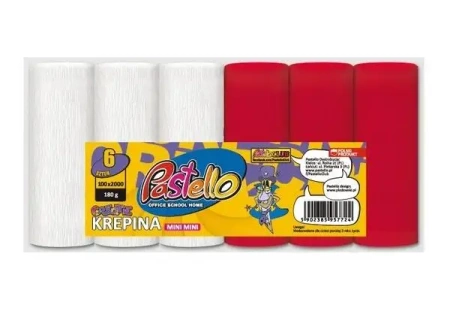 Krepina mini 10x250cm 180g biało-czerwony 6szt - Alfa Pastello
