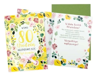 Karnet B6 Urodziny 80 (kwiaty) - Kukartka