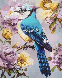 Diamentowa mozaika - Sójka w piwoniach 40x50cm - Ideyka