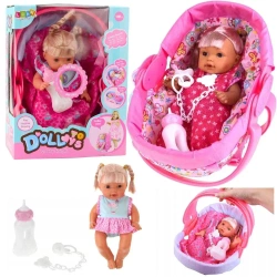 Lalka bobas w nosidełku plus akcesoria - Leantoys