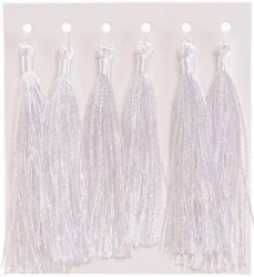 Frędzelki chwosty ozdobne białe 8cm 6szt - Brewis