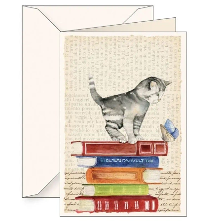 Karnet B6 + koperta 6120 Kot i książki - Tassotti